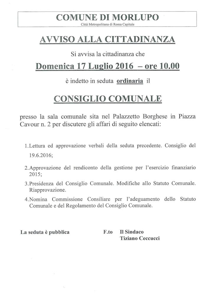 AVVISO ALLA CITTADINANZA