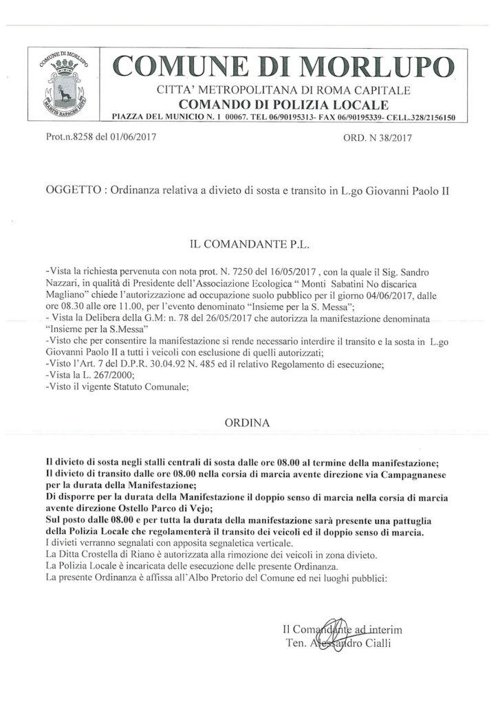 COMUNICAZIONE ALLA CITTADINANZA
