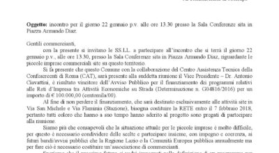 22 Gennaio 2018 – Incontro con le piccole imprese commerciali del Comune di Morlupo