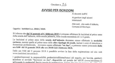 AVVISO PER ISCRIZIONI A.S. 2018/2019