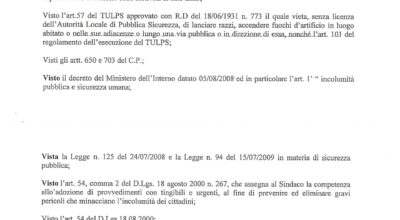 AVVISO ALLA CITTADINANZA: Divieto di accensione fuochi d’artificio