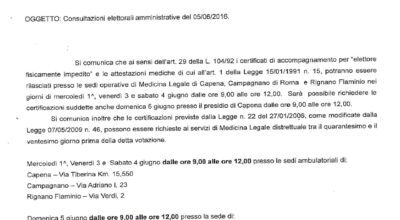 CONSULTAZIONI ELETTORALI AMMINISTRATIVE DEL 05/06/2016