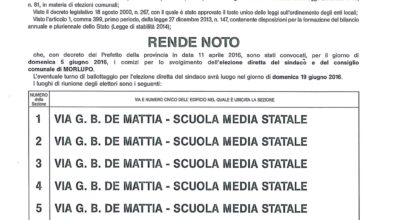 ELEZIONE DIRETTA DEL SINDACO E DEL CONSIGLIO COMUNALE DI DOMENICA 5 GIUGNO 2016