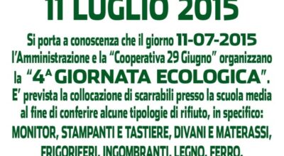 GIORNATA ECOLOGICA – 11 LUGLIO 2015 Pubblicata il 01/07/2015