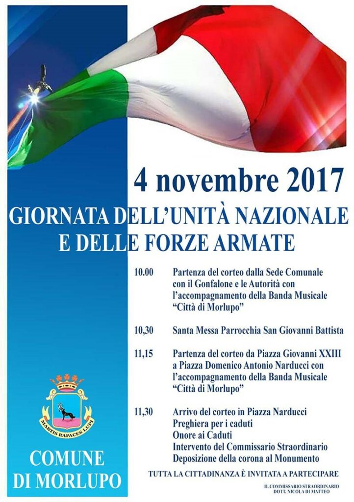 AVVISO – Celebrazione del 4 Novembre 2017
