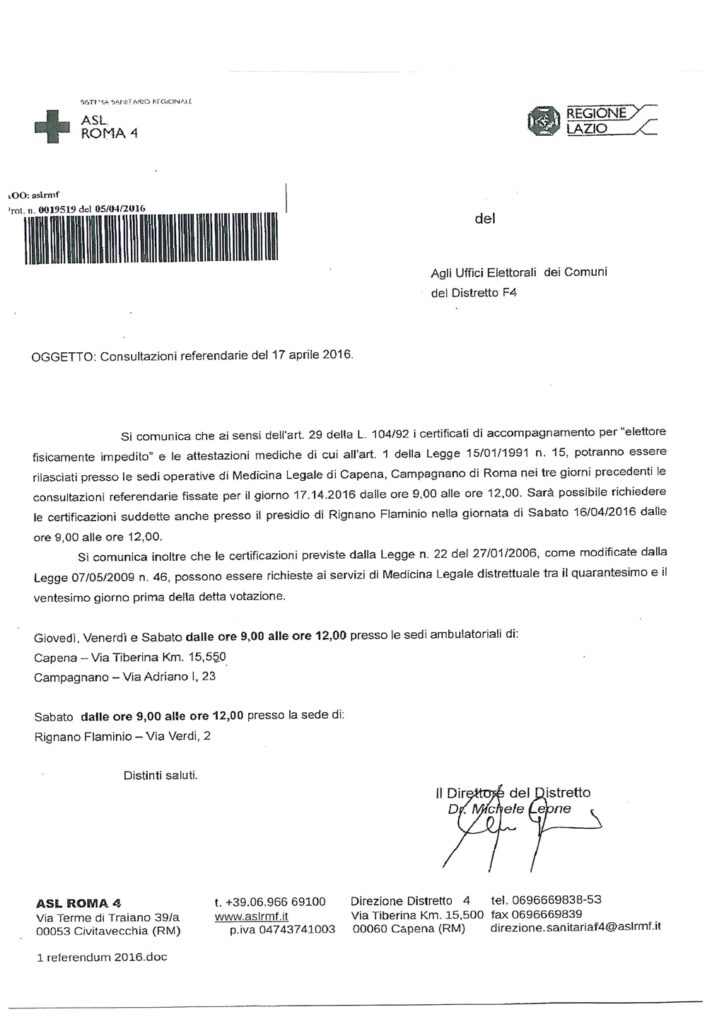 Consultazione Referendarie del 17 Aprile 2016