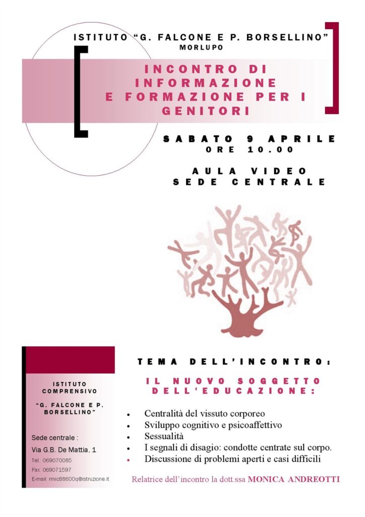 INCONTRO DI FORMAZIONE E INFORMAZIONE PER I GENITORI