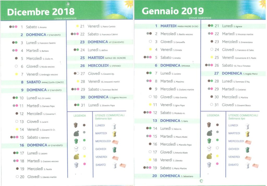 AVVISO ALLA CITTADINANZA – Raccolta differenziata durante le festività