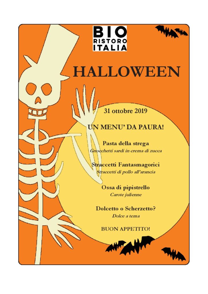 REFEZIONE SCOLASTICA – Menù di Halloween per Giovedì 31 Ottobre 2019