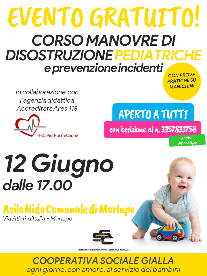 CORSO MANOVRE DI DISOSTRUZIONE PEDIATRICHE E PREVENZIONE INCIDENTI