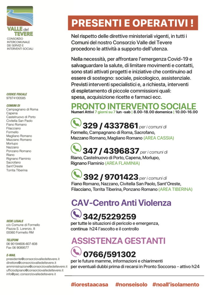 CONSORZIO VALLE DEL TEVERE – Numeri utili