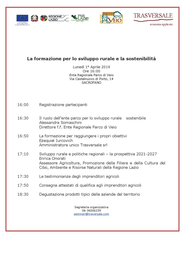 PARCO DI VEIO – La formazione per lo sviluppo rurale e la sostenibilità