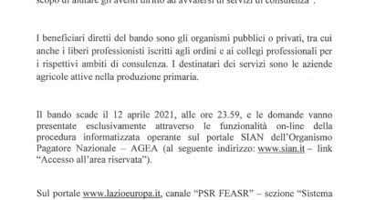 AVVISO – Due milioni di euro per i servizi di consulenza alle aziende agricole