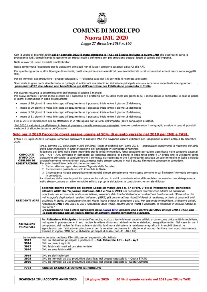 AVVISO – Nuova IMU 2020