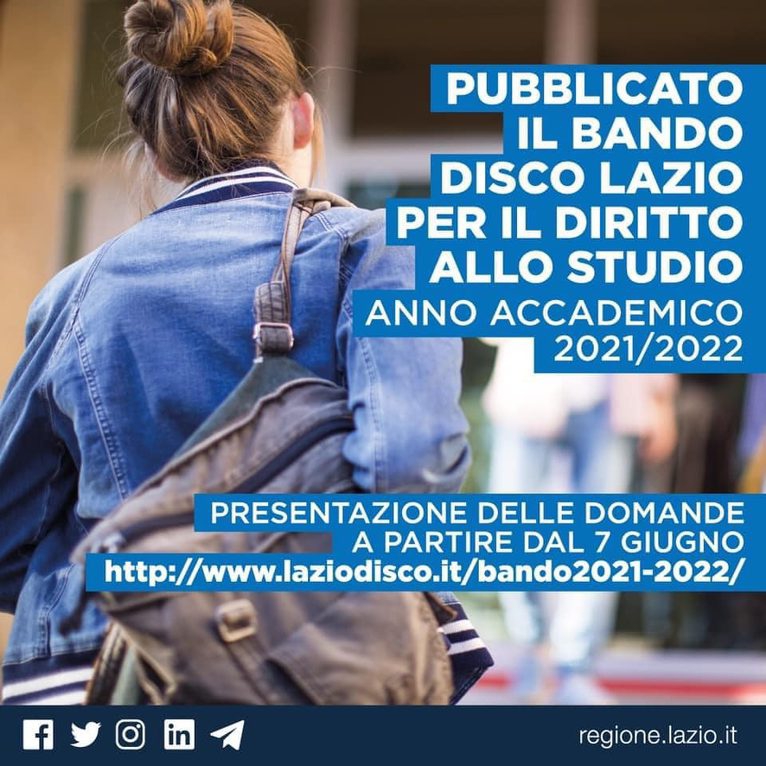 REGIONE LAZIO – Bando Diritto allo Studio 2021/2022