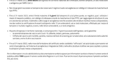 BENVENUTO IN ITALIA – Obblighi sanitari secondo la normativa anti Covid-19 per i cittadini ucraini provenienti dall’Ucraina e i soggetti provenienti comunque dall’Ucraina