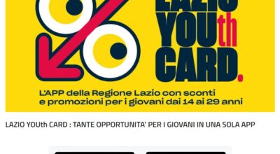 LAZIO YOUth CARD – L’App della Regione Lazio con sconti e promozioni per i giovani dai 14 ai 29 anni
