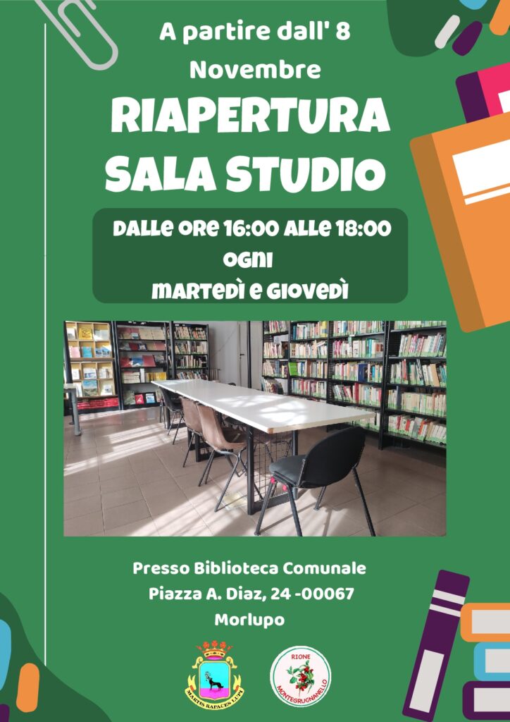 RIAPERTURA SALA STUDIO – A partire dall’8 Novembre 2022