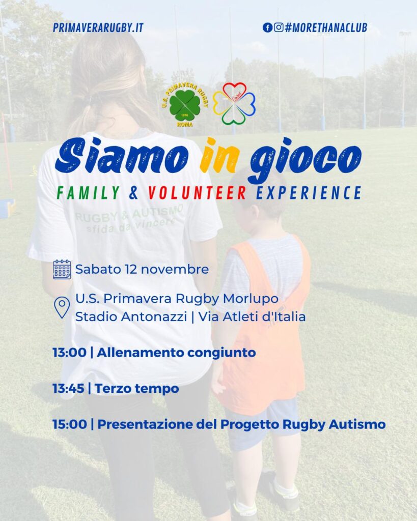 SIAMO IN GIOCO – Progetto Rugby-Autismo [Sabato 12 Novembre 2022]