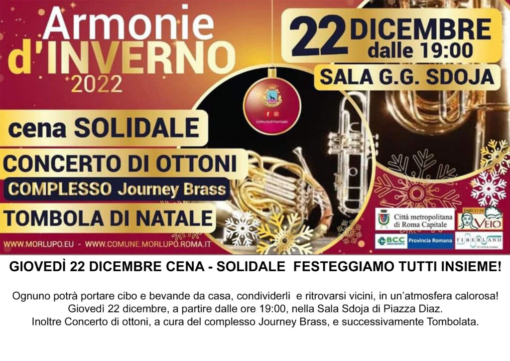 NATALE 2022 – Cena Solidale [Giovedì 22 Dicembre 2022]